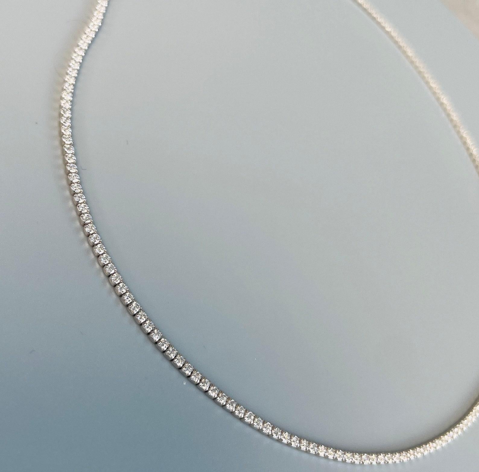 Moissanite Crystal Tennis Halskette in 925 Sterling Silber Jahrestag Geschenk. (Art déco) im Angebot