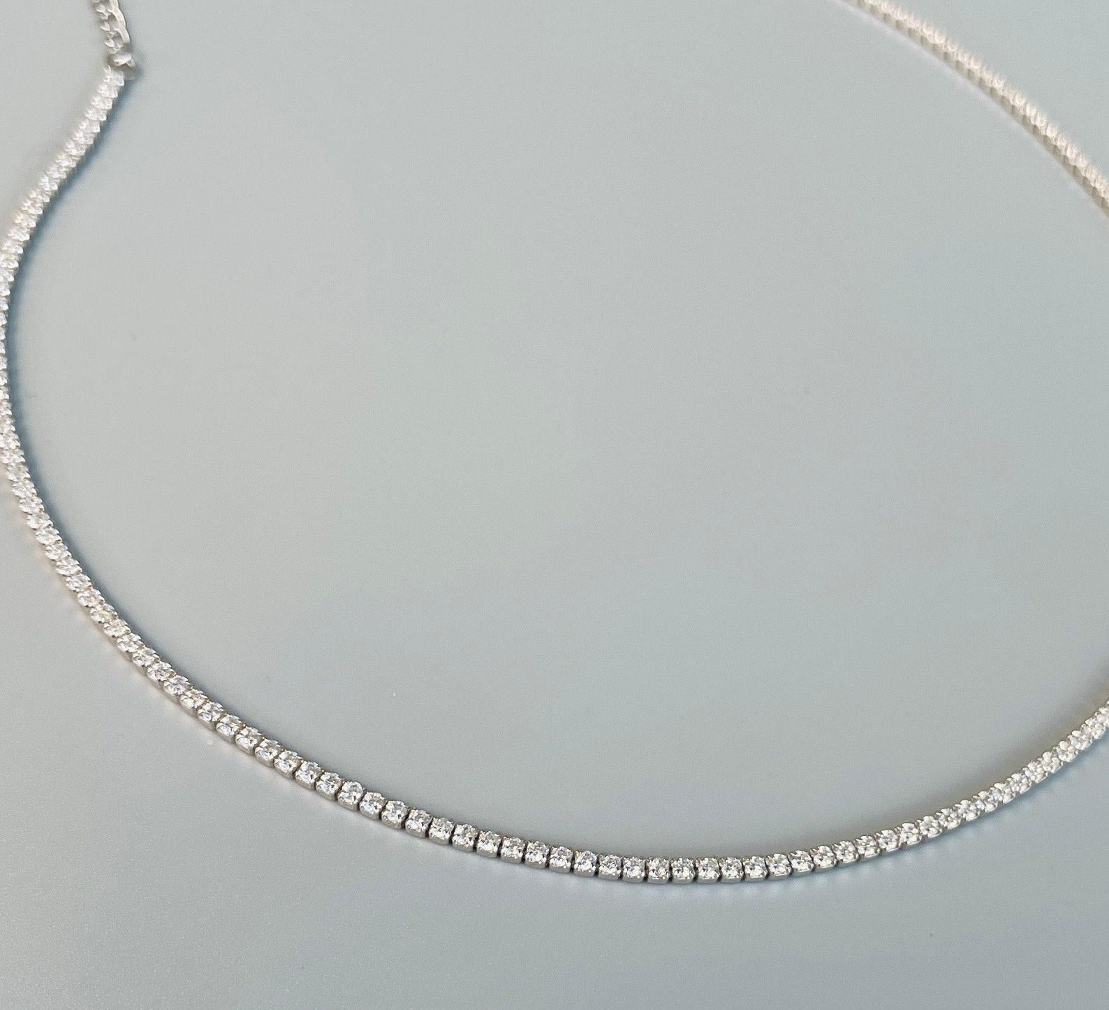 Moissanite Crystal Tennis Halskette in 925 Sterling Silber Jahrestag Geschenk. im Zustand „Neu“ im Angebot in Chicago, IL