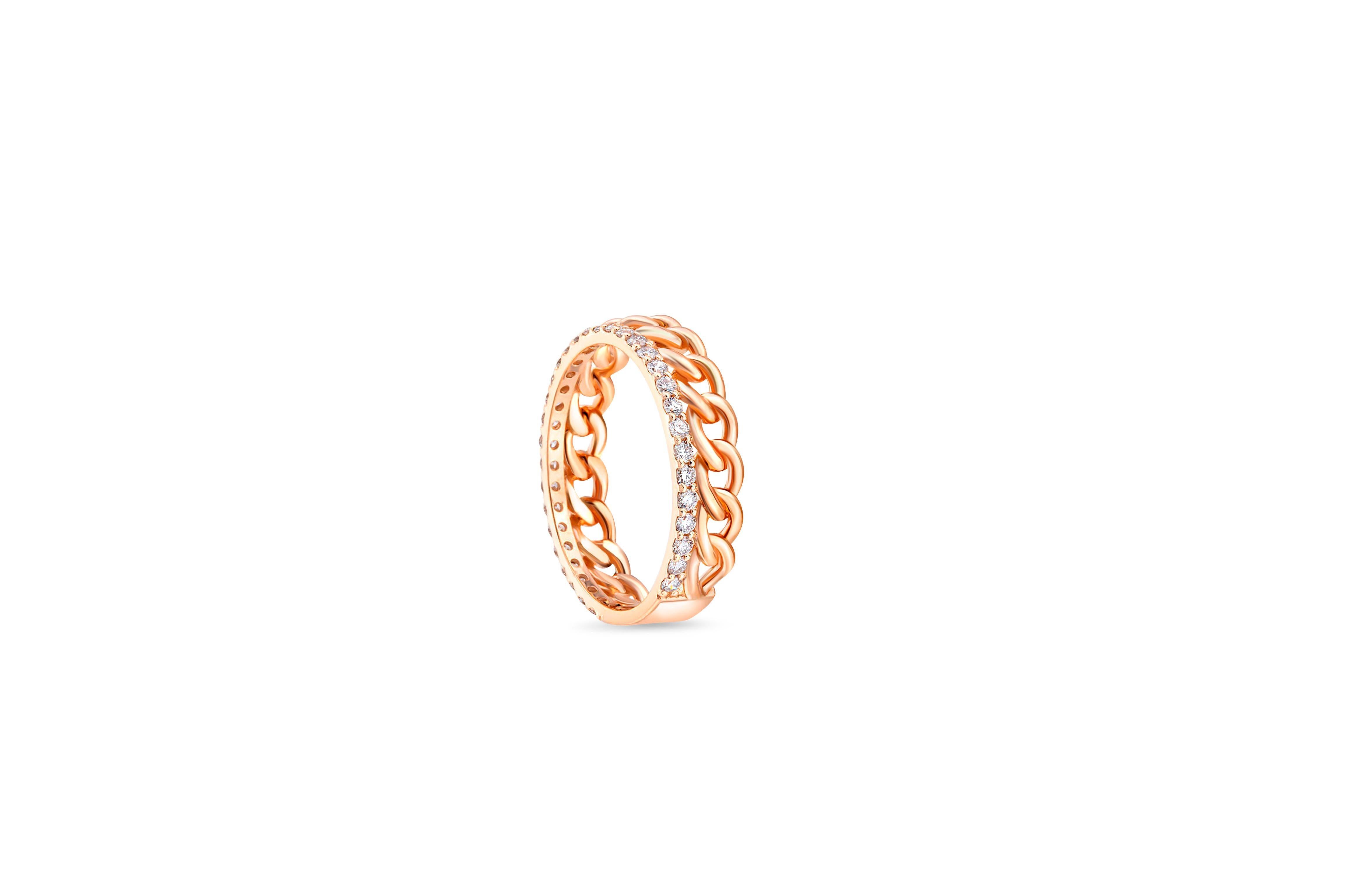 Moissanite Cuban Link 14k gold ring. Alternative engagement ring. Dainty Chain Ring. Thin Curb Chain.  Miami Unisex Chain Ring.

Metal: 14k gold 
Weight: 2.2 gr depends from size.

Gemstones:
Moissanites: round diamond cut, D/VS.

october