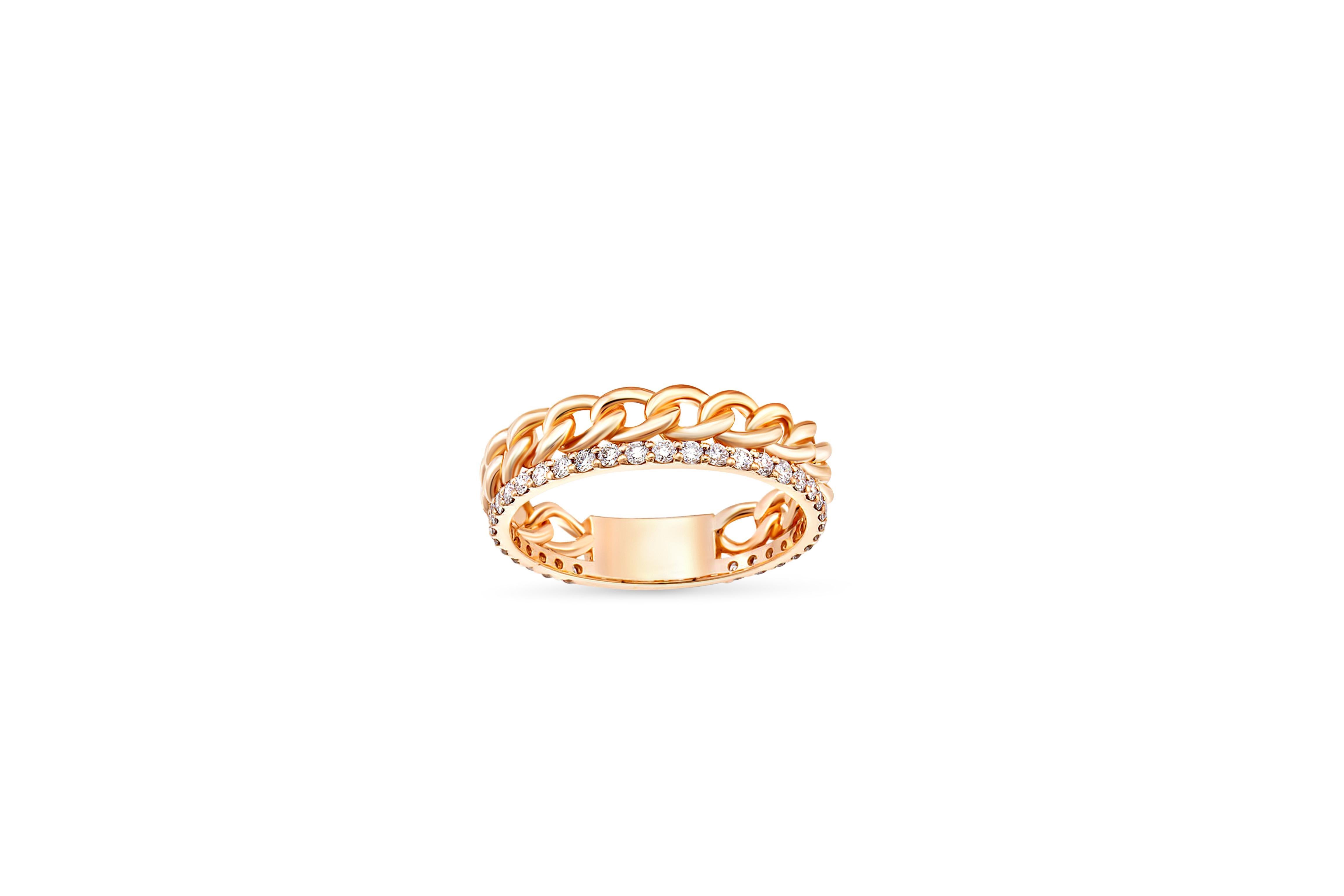 For Sale:  Moissanite Cuban Link 14k gold ring 2
