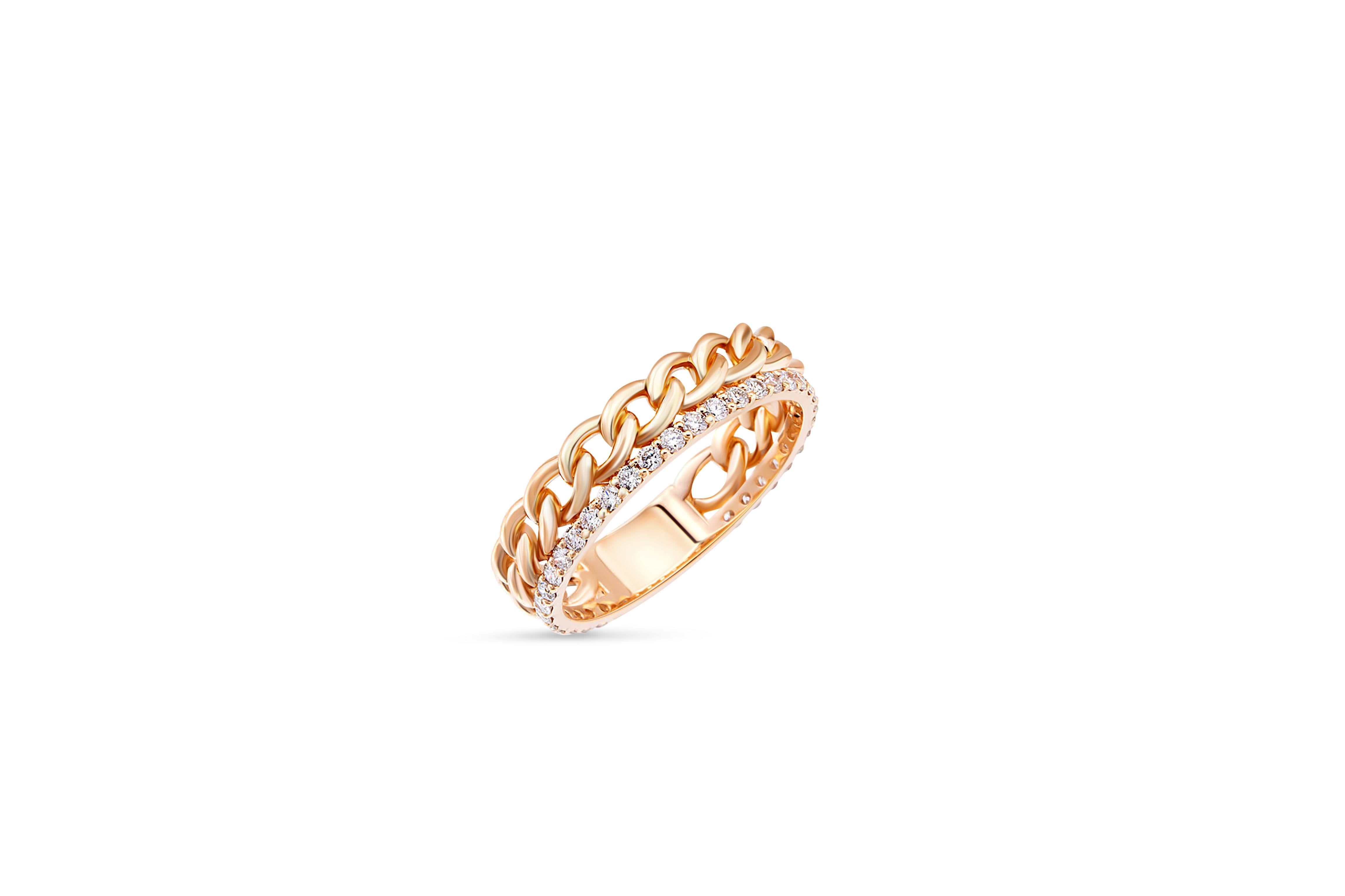 For Sale:  Moissanite Cuban Link 14k gold ring 3