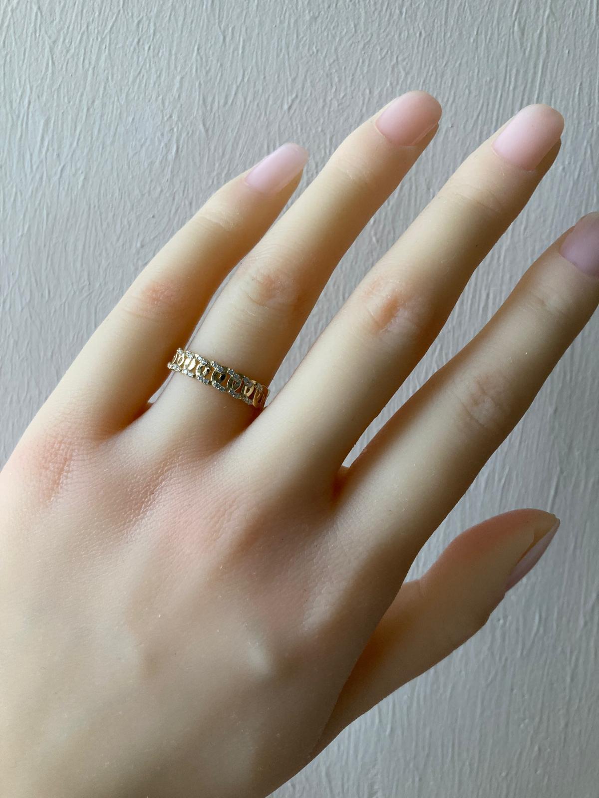 Moissanite Cuban Link 14k gold ring 5