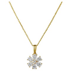Moissanite Daisy Pendant Necklace 925 Sterling Silver Birthday Necklace.