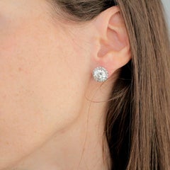 Moissanite & Diamond Halo Stud and Jacket Earring 8.60ctw in 14K White Gold