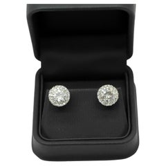 Moissanite & Diamond Halo Stud and Jacket Earring 8.60ctw in 14K White Gold 
