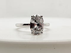 Moissanite diamond ring 18KT gold oval minimalist engagement diamond ring