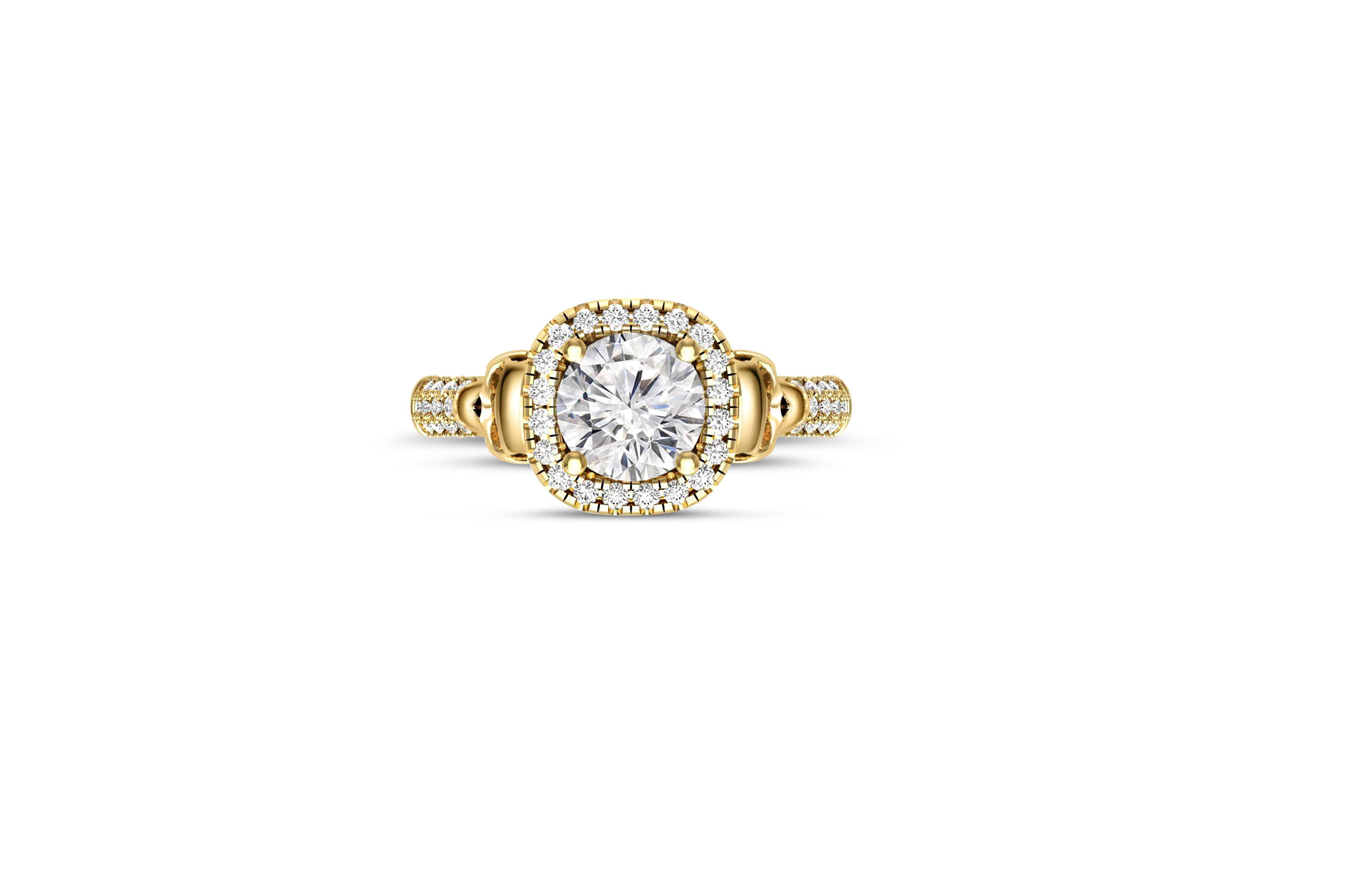 Moissanite Diamond Skull 14k gold ring. Vintage Round Moissanite Engagement Ring. Moissanite halo ring. 1.00 ct moissanite gothic ring.

Metal: 14k gold
Weight: 3 g. Depends from size.

Gemstones:
Moissanites: 1.00 ct round brilliant cut, D/VS
Side
