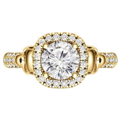 Moissanite Diamond Skull 14k gold ring.