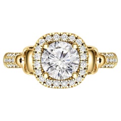 Moissanite Diamond Skull 14k gold ring