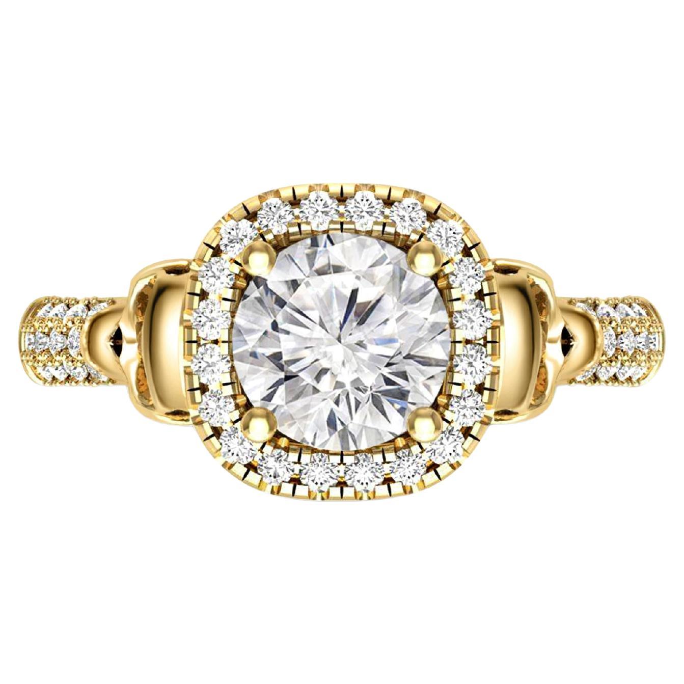 Moissanite Diamond Skull 14k gold ring