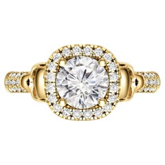 Moissanit Diamant Totenkopf 14k Gold Ring