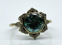 Moissanite Diamond Sunflower ring 14 Karat gold designer ring Floral ring