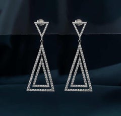Moissanite Drop Earring 925 Sterling Silver Triangle Dangle Drop Earring For Her