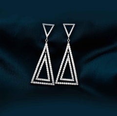 Moissanite Drop Earring 925 Sterling Silver Triangle Dangle Drop Earring For Her Moissanite Drop Earring 925 Sterling Silver Triangle Dangle Drop Earring For Her