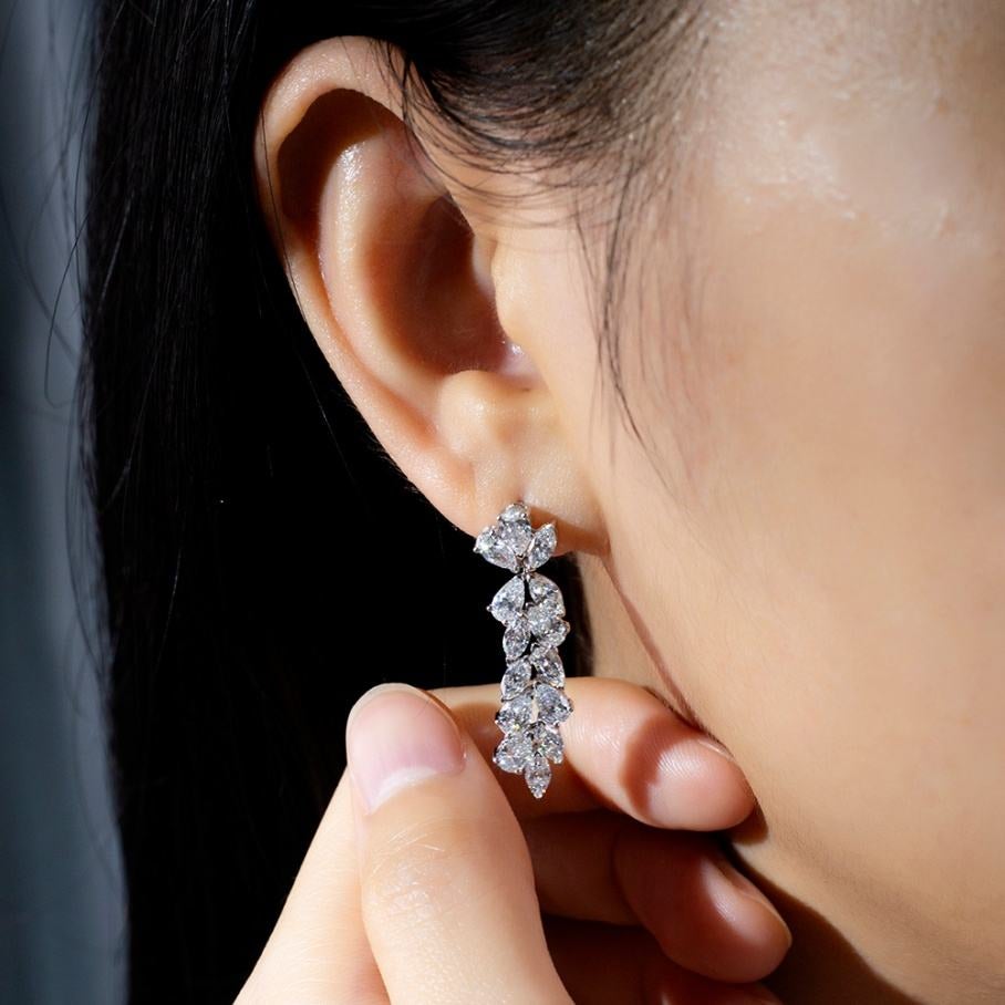 Moissanite Drop Earrings For Women Pear Marquise Cut Earring Gift For Women.