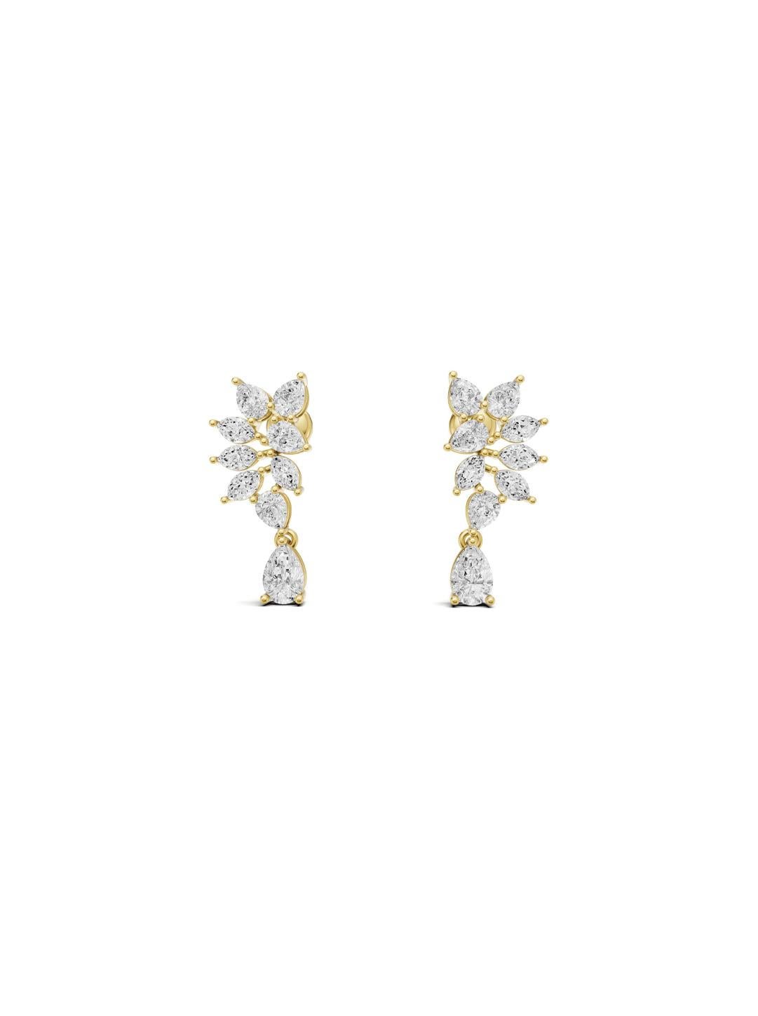 Taille poire Boucles d'oreilles Moissanite en or 14k en vente