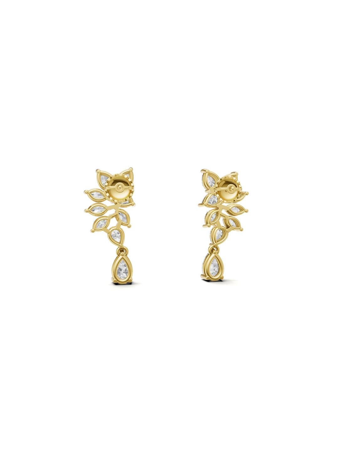 Boucles d'oreilles Moissanite en or 14k Neuf - En vente à Istanbul, TR