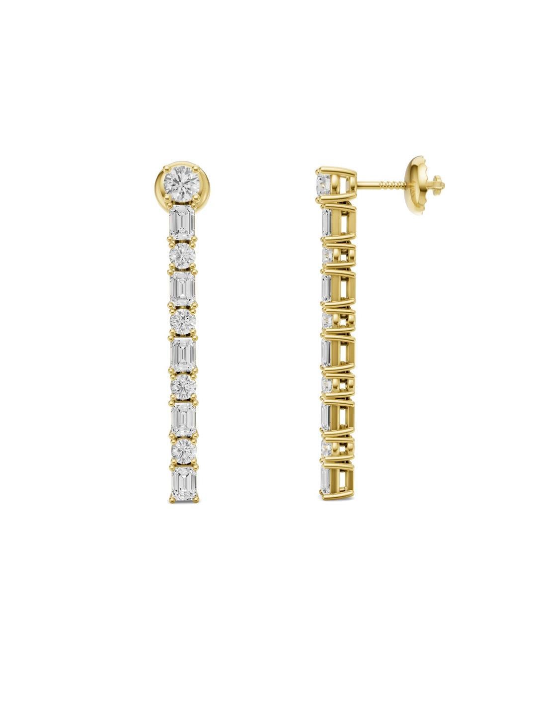 Moissanite drop earrings studs in 14k gold For Sale 1