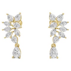 Moissanite drop earrings studs in 14k gold