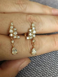 Moissanite Drop Stud Earrings 925 Sterling Silver.