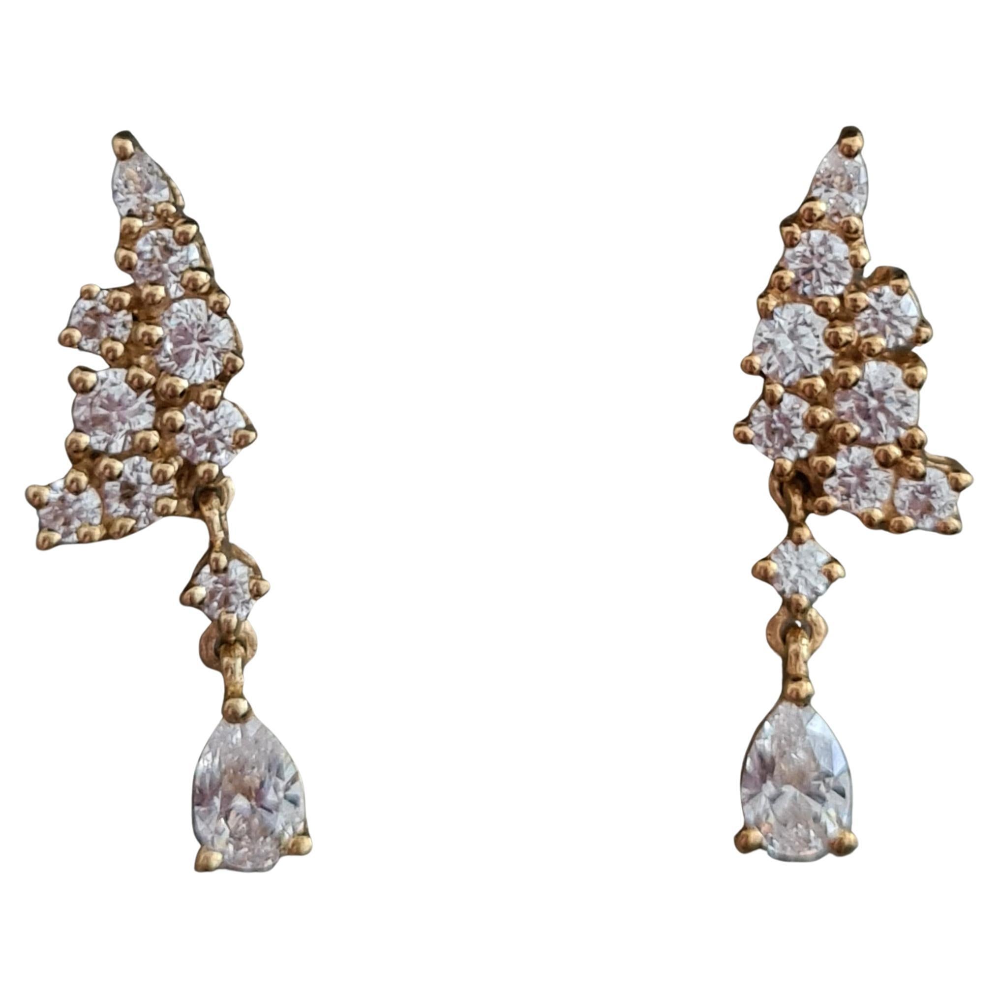Moissanite Drop Stud Earrings 925 Sterling Silver.