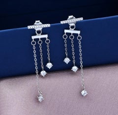 Moissanite Earring 925 Sterling Silver Dangle Drop Earring For Women Simple Gift
