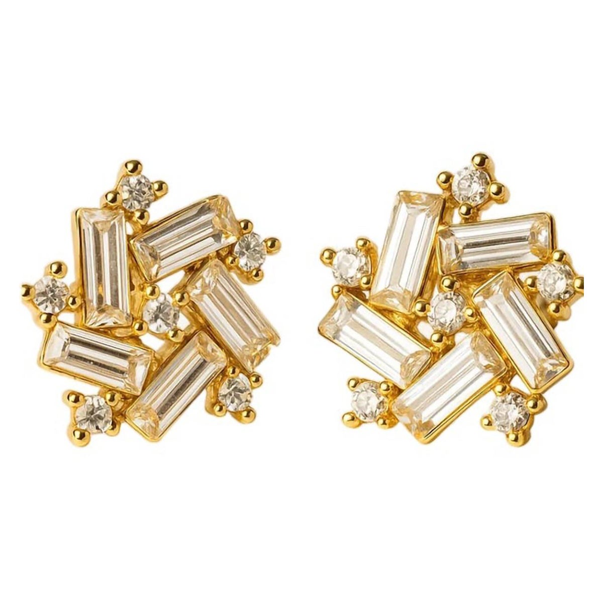 Moissanite Earring 925 Sterling Siver Baguette and Round Cut Earring Unique Gift in vendita