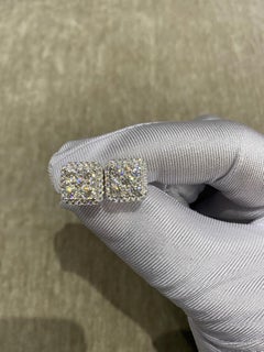 Moissanite Earring 925 Sterling Siver Square Shape Studs Screw Back Unique Gift.