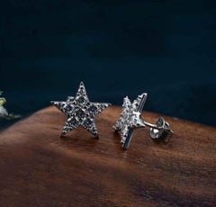 Moissanite Earrings 925 Sterling Silver Star Shaped Stud For Her Beautiful Gift