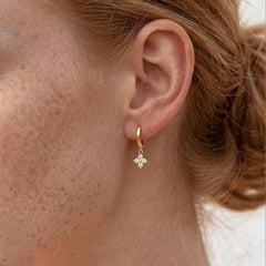 Moissanit-Ohrringe für Damen – Creolen im Kleeblatt-Design aus 925er Sterlingsilber – Geschenk