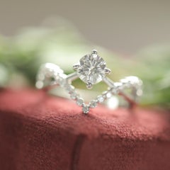 Moissanite Engagement Ring 925 Sterling Silver Cross Over Style Ring For Women.