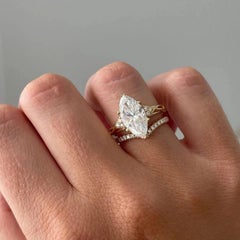 Moissanite Engagement Ring 925 Sterling Silver Marquise Cut Unique Ring For Her.