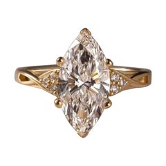 Moissanite Engagement Ring 925 Sterling Silver Marquise Cut Unique Ring For Her.