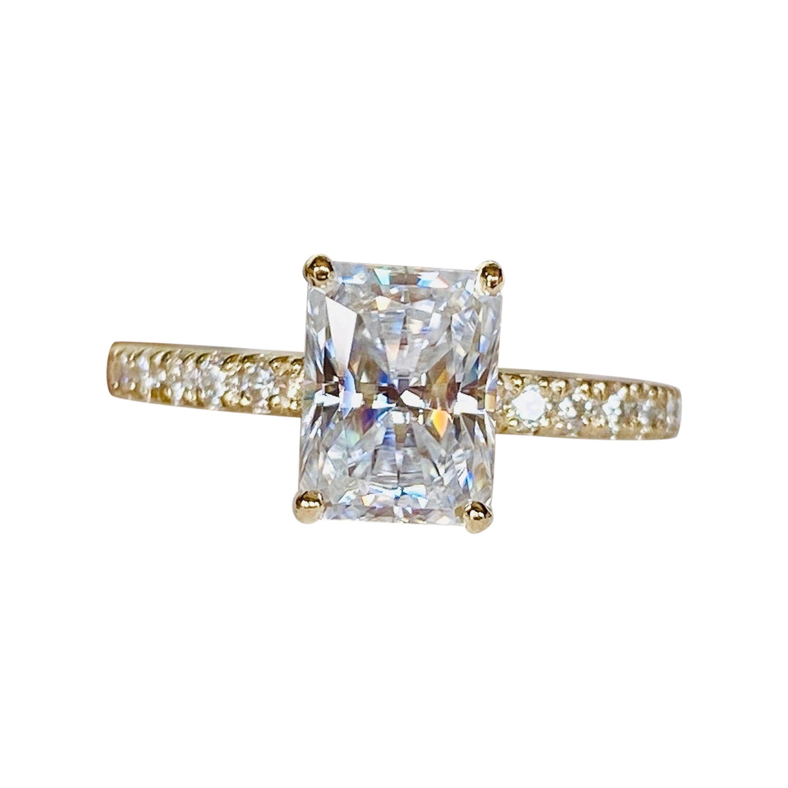 Moissanite Engagement Ring 925 Sterling Siver Radiant Cut Unique Ring For Women.