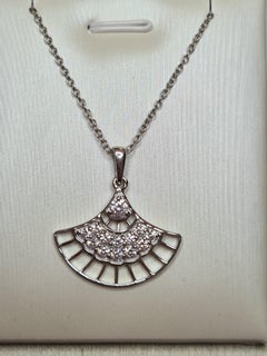 Moissanite Fan Style Necklace Pendant 925 Sterling Silver Valentine Gift.