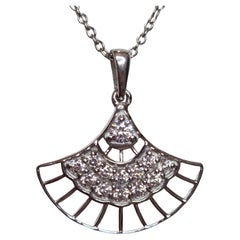 Moissanite Fan Style Necklace Pendant 925 Sterling Silver Valentine Gift.