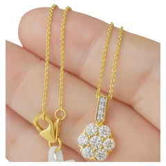 Moissanite Floral Pendant Necklace 925 Sterling Silver Everyday Necklace.