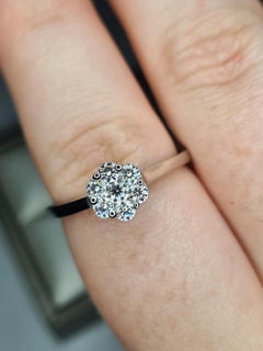 Moissanite Flower Cluster Ring 925 Sterling Silver.
