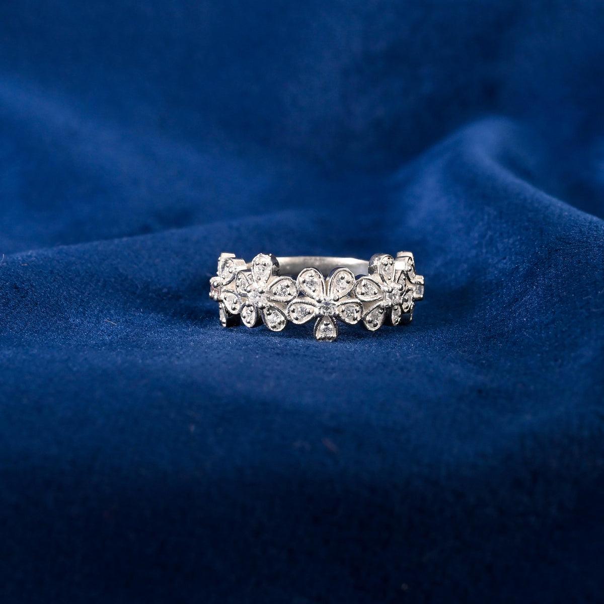 Moissanit-Blumenring 925 Sterlingsilber-Hochzeitsring Moissanit. 5