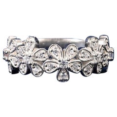 Moissanite Flower Ring Band 925 Sterling Silver Wedding Band Moissanite Ring.