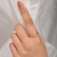 Moissanite Flower Ring For Women 925 Sterling Silver Wedding Anniversary Gift.