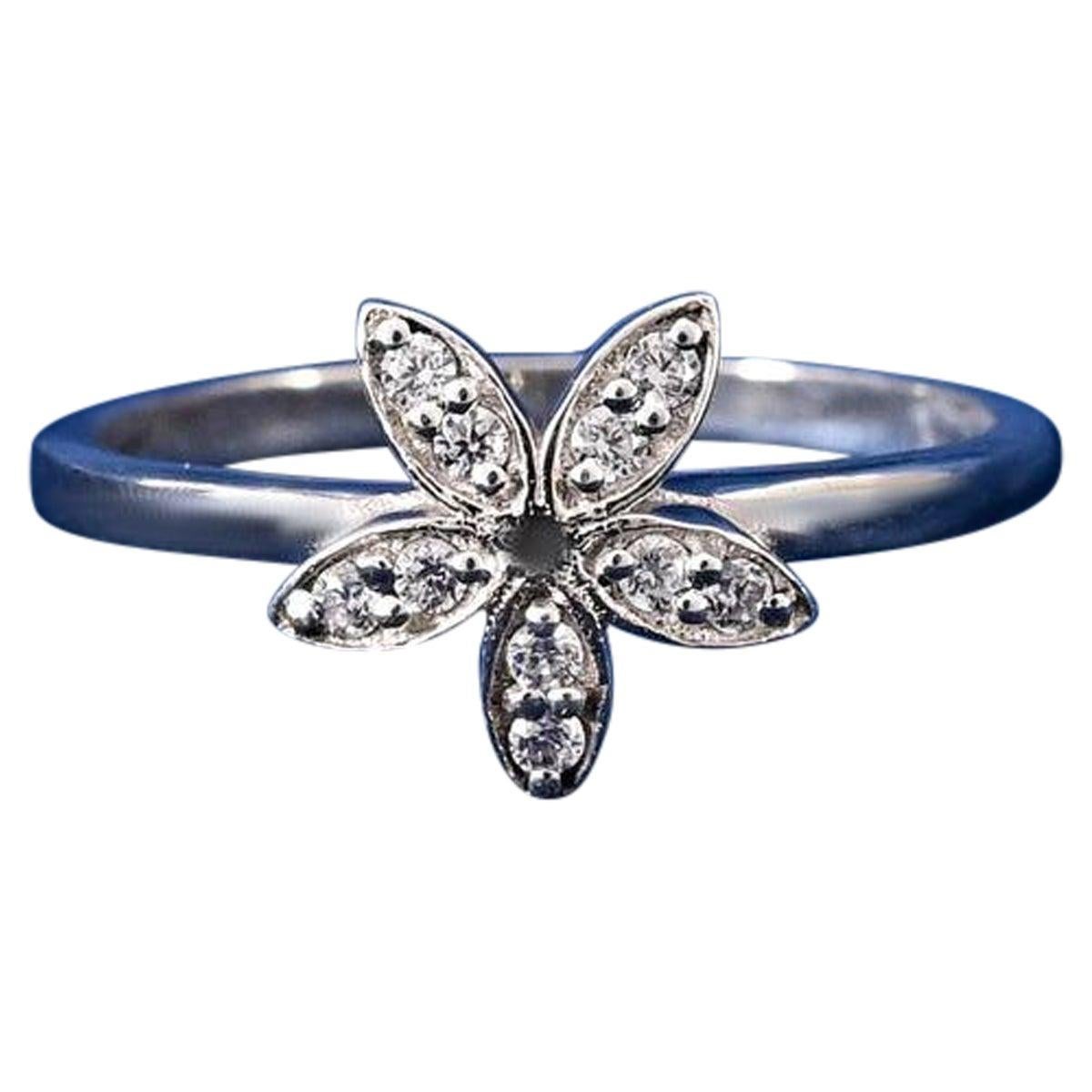 Moissanite Flower Ring For Women 925 Sterling Silver Wedding Anniversary Gift.