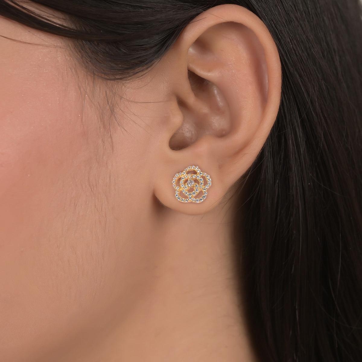 Moissanit Blume Ohrstecker 925 Sterling Silber Minimalistisch Ohrring Geschenk . Damen