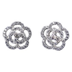 Moissanite Flower Stud Earring 925 Sterling Silver Minimalist Earring Gift .