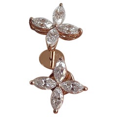 Moissanite Flower Stud Earrings 925 Sterling Silver Marquise Cut Moissanite Stud