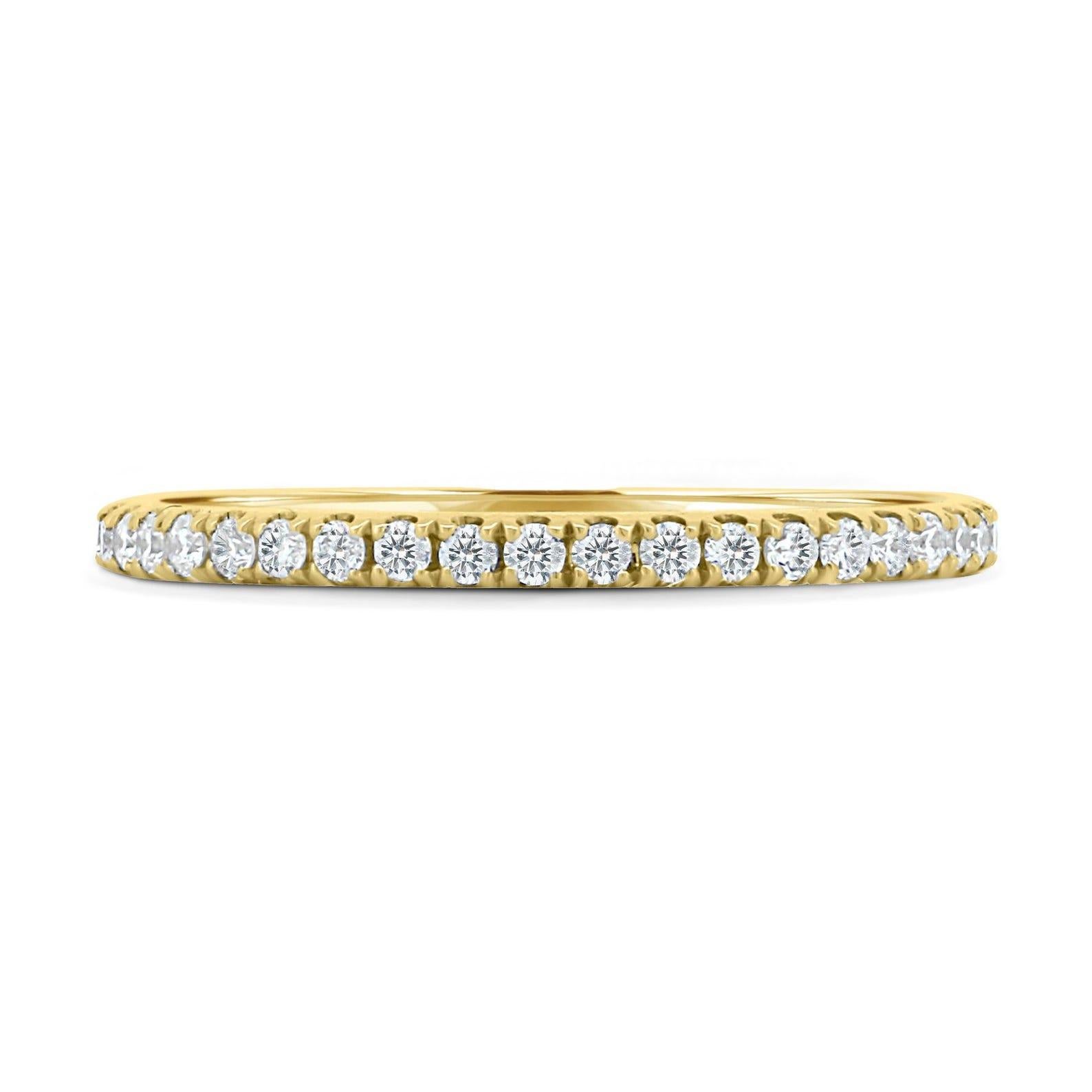 Oro amarillo de 14k Diamante natural  medio anillo de eternidad banda de eternidad . en venta 3