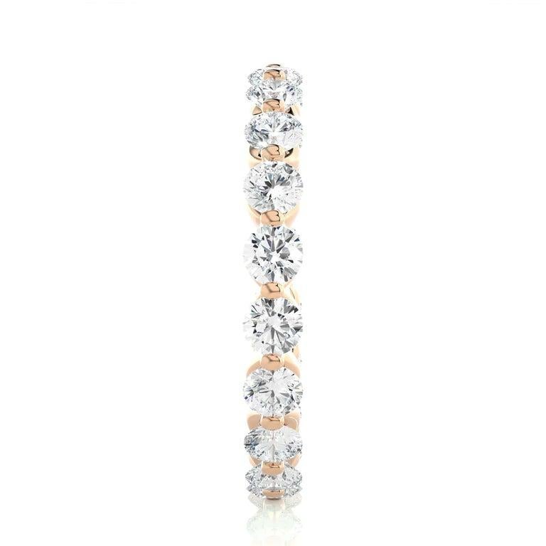 For Sale:  Moissanite Gemstone Band Ring in Rose Gold Plated Sterling Silver for Women 10