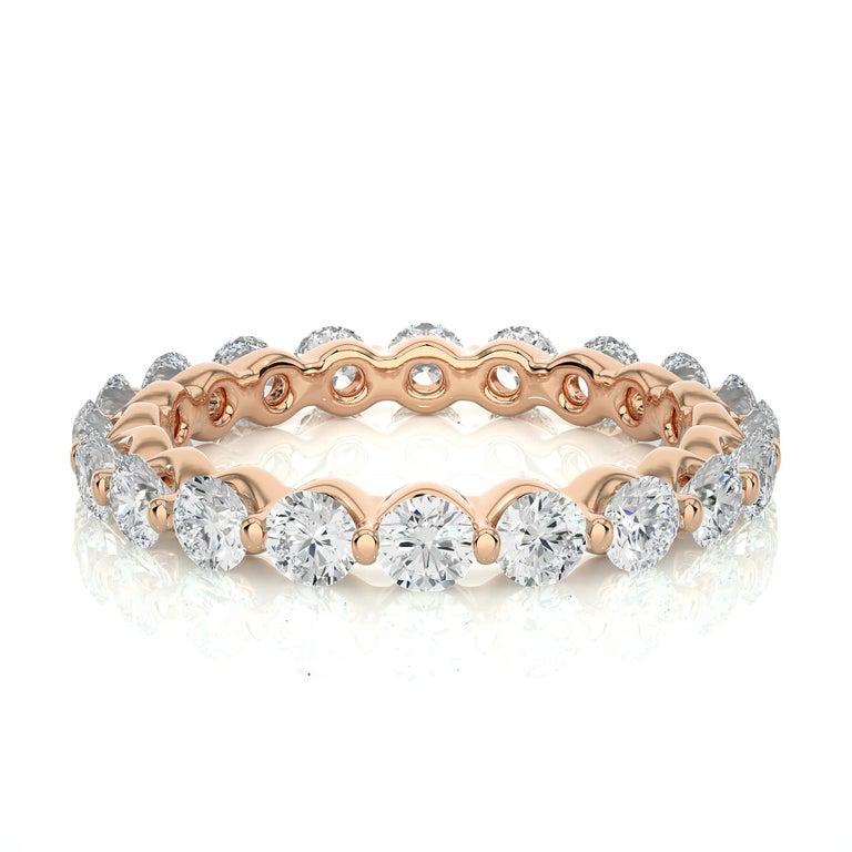 For Sale:  Moissanite Gemstone Band Ring in Rose Gold Plated Sterling Silver for Women 6