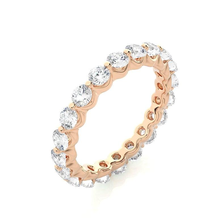 For Sale:  Moissanite Gemstone Band Ring in Rose Gold Plated Sterling Silver for Women 8