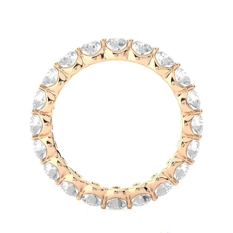 For Sale:  Moissanite Gemstone Band Ring in Rose Gold Plated Sterling Silver for Women 9